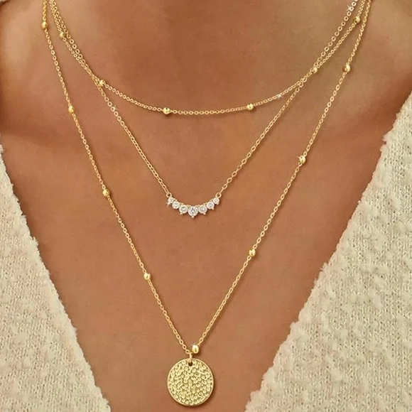 NEW 14K Gold plated Elegant Gold Layered Necklace